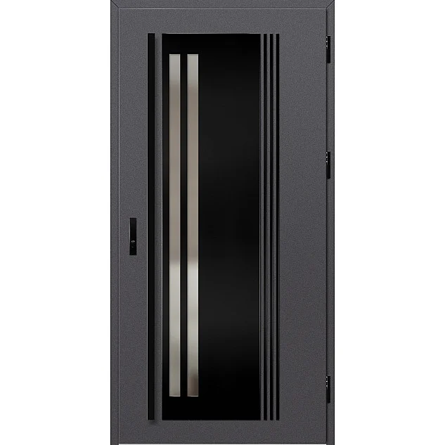 Ocelové vchodové dveře - LINDEN 5 - Hladký Antracit, Label Black Ocelové vchodové dveře ERKADO - LINDEN 5 - Hladký Antracit, Label Black