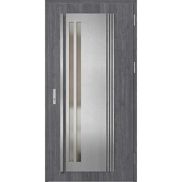 Ocelové vchodové dveře - LINDEN 5 - Dub Antracit, Label Inox Ocelové vchodové dveře ERKADO - LINDEN 5 - Dub Antracit, Label Inox