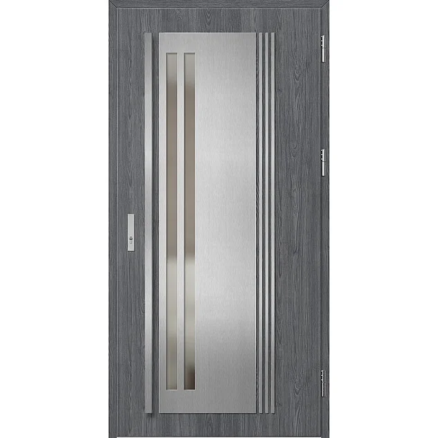 Ocelové vchodové dveře - LINDEN 5 - Dub Antracit, Label Inox Ocelové vchodové dveře ERKADO - LINDEN 5 - Dub Antracit, Label Inox