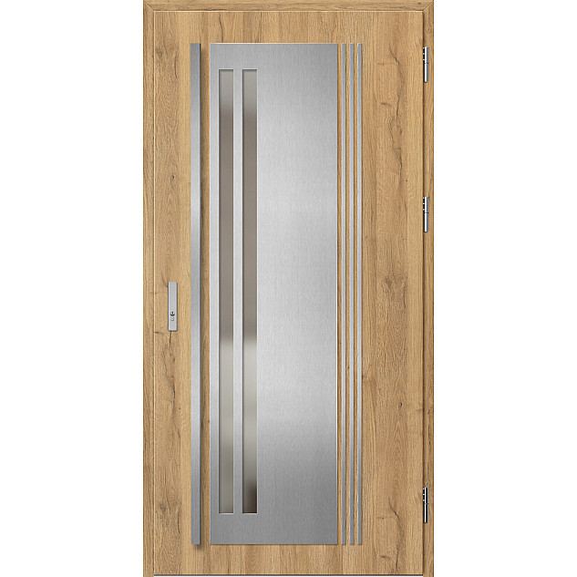 Ocelové vchodové dveře - LINDEN 5 - Dub Natur, Label Inox Ocelové vchodové dveře ERKADO - LINDEN 5 - Dub Natur, Label Inox