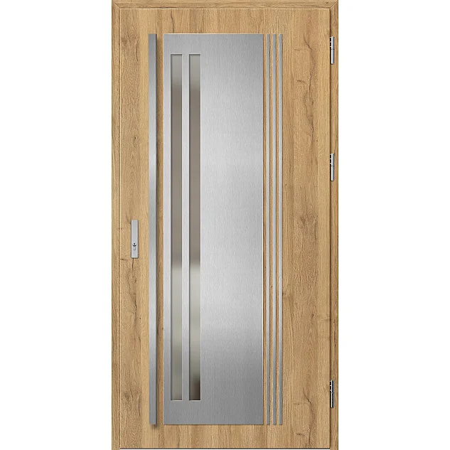 Ocelové vchodové dveře - LINDEN 5 - Dub Natur, Label Inox Ocelové vchodové dveře ERKADO - LINDEN 5 - Dub Natur, Label Inox