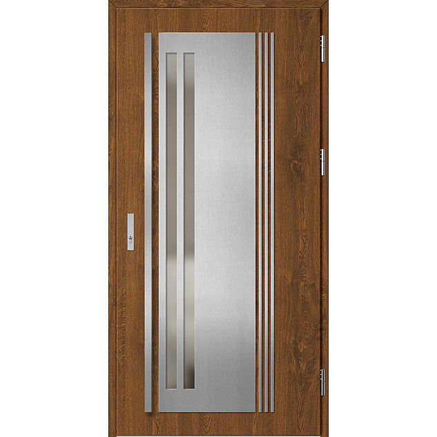 Ocelové vchodové dveře - LINDEN 5 - Ořech, Label Inox Ocelové vchodové dveře ERKADO - LINDEN 5 - Ořech, Label Inox