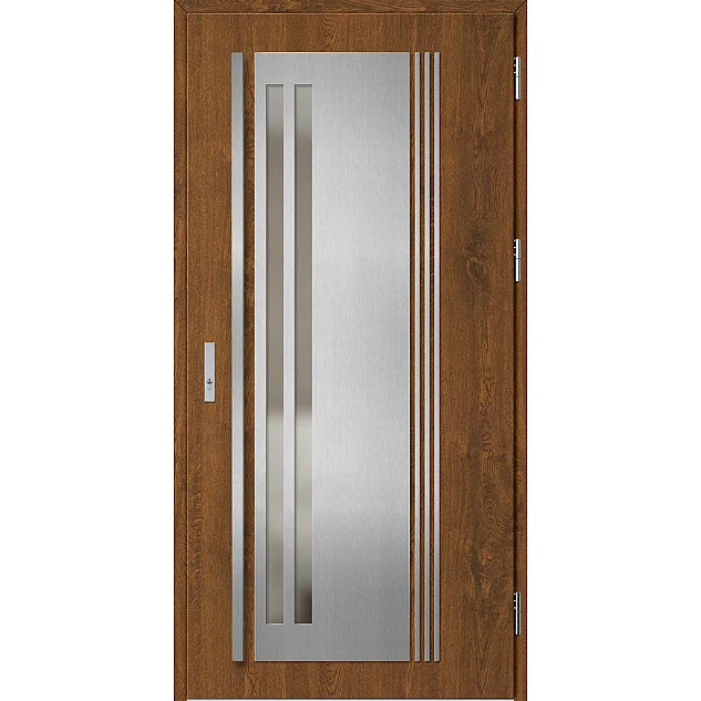 Ocelové vchodové dveře - LINDEN 5 - Ořech, Label Inox Ocelové vchodové dveře ERKADO - LINDEN 5 - Ořech, Label Inox