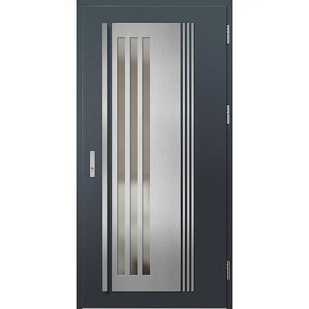 Ocelové vchodové dveře - LINDEN 6 - Antracit Struktura, Label Inox Ocelové vchodové dveře ERKADO - LINDEN 6 - Antracit Struktura, Label Inox