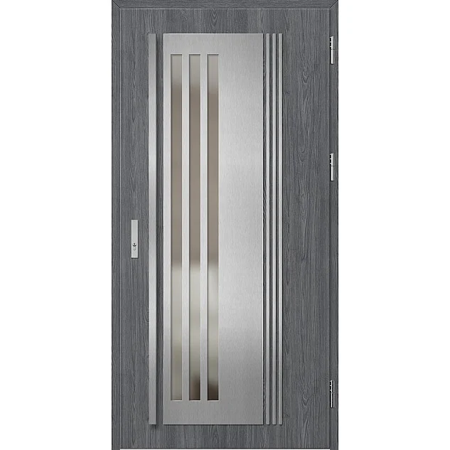 Ocelové vchodové dveře - LINDEN 6 - Dub Antracit, Label Inox Ocelové vchodové dveře ERKADO - LINDEN 6 - Dub Antracit, Label Inox