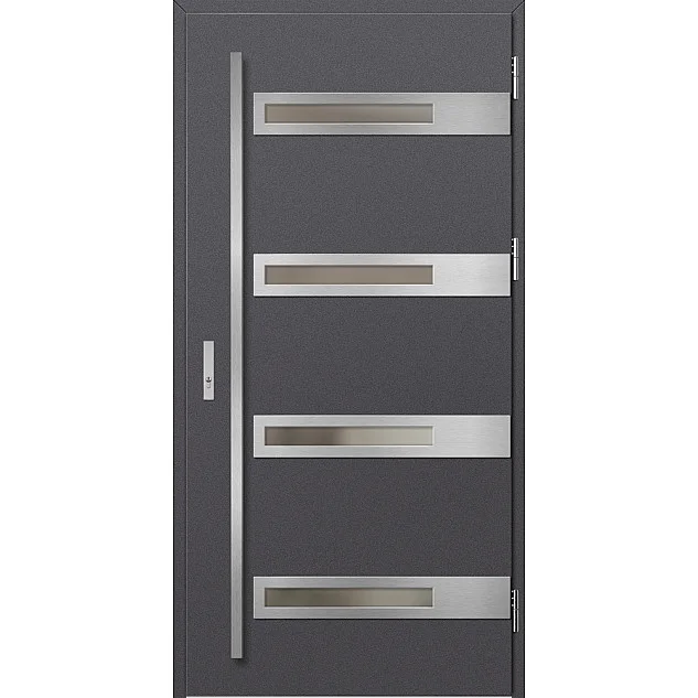 Ocelové vchodové dveře - LUCERNA 1 - Hladký Antracit, Label Inox Ocelové vchodové dveře ERKADO - LUCERNA 1 - Hladký Antracit, Label Inox