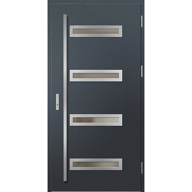 Ocelové vchodové dveře - LUCERNA 2 - Antracit Struktura, Label Inox Ocelové vchodové dveře ERKADO - LUCERNA 2 - Antracit Struktura, Label Inox