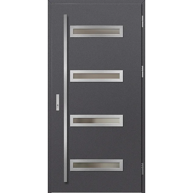 Ocelové vchodové dveře - LUCERNA 2 - Hladký Antracit, Label Inox Ocelové vchodové dveře ERKADO - LUCERNA 2 - Hladký Antracit, Label Inox