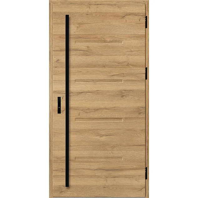 Ocelové vchodové dveře - LUTTER 3 - Dub Natur Příčný, Stamp Roller Ocelové vchodové dveře ERKADO - LUTTER 3 - Dub Natur Příčný, Stamp Roller
