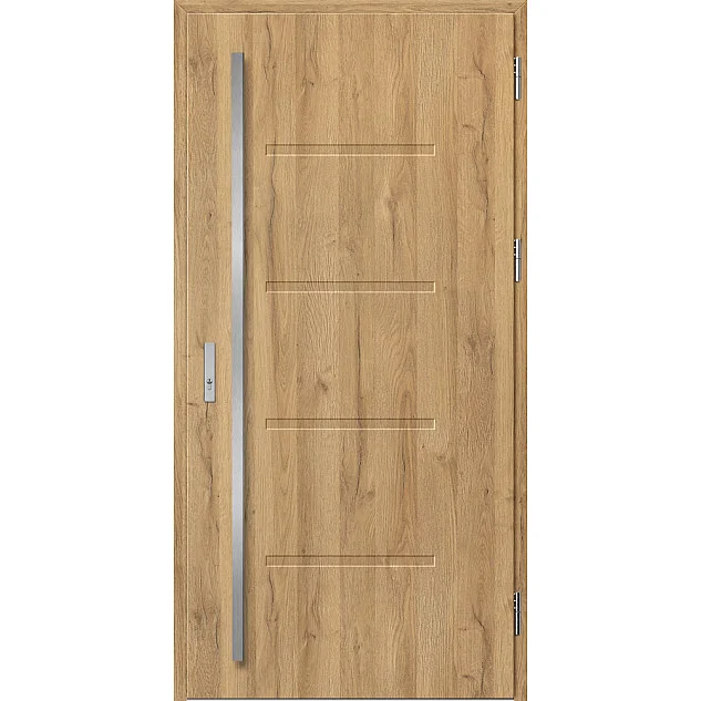Ocelové vchodové dveře - LUTTER 3 - Dub Natur, Stamp Roller Ocelové vchodové dveře ERKADO - LUTTER 3 - Dub Natur, Stamp Roller