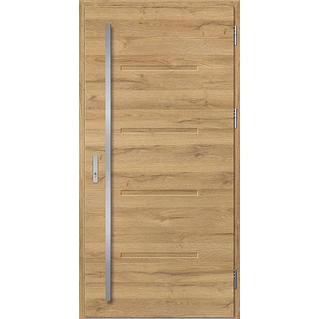 Ocelové vchodové dveře - LUTTER 3 - Dub Natur Příčný, Stamp Roller Ocelové vchodové dveře ERKADO - LUTTER 3 - Dub Natur Příčný, Stamp Roller