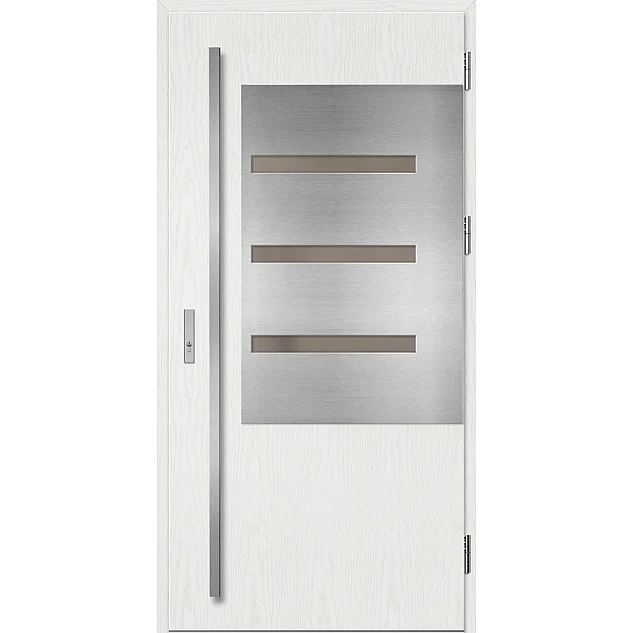 Ocelové vchodové dveře - MELK 1 - Borovice Bílá, Label Inox Ocelové vchodové dveře ERKADO - MELK 1 - Borovice Bílá, Label Inox