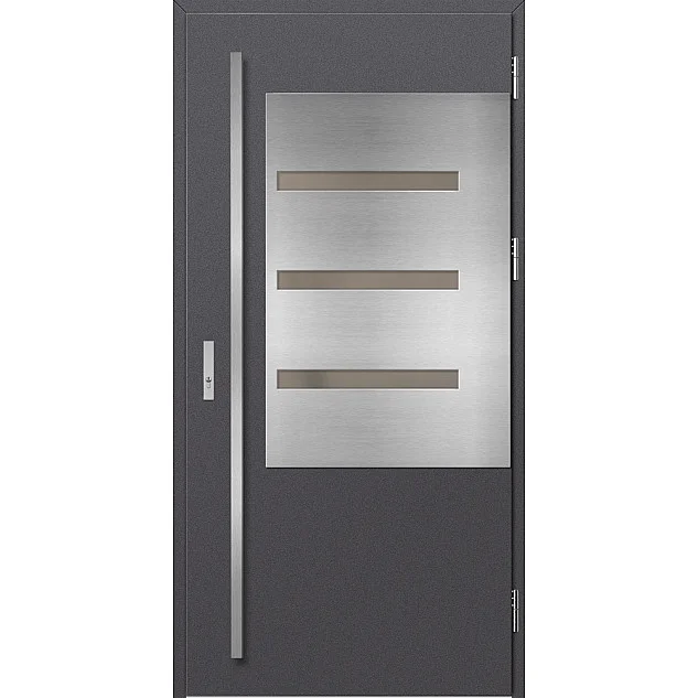 Ocelové vchodové dveře - MELK 1 - Hladký Antracit, Label Inox Ocelové vchodové dveře ERKADO - MELK 1 - Hladký Antracit, Label Inox
