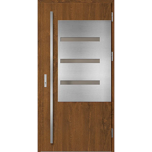 Ocelové vchodové dveře - MELK 1 - Ořech, Label Inox Ocelové vchodové dveře ERKADO - MELK 1 - Ořech, Label Inox