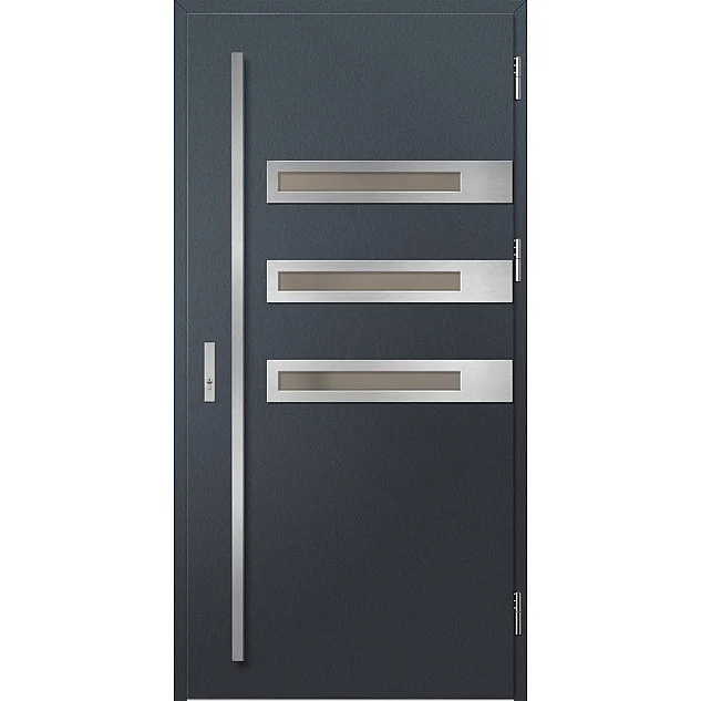Ocelové vchodové dveře - MELK 2 - Antracit Struktura, Label Inox Ocelové vchodové dveře ERKADO - MELK 2 - Antracit Struktura, Label Inox