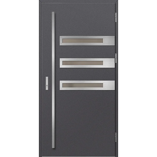 Ocelové vchodové dveře - MELK 2 - Hladký Antracit, Label Inox Ocelové vchodové dveře ERKADO - MELK 2 - Hladký Antracit, Label Inox