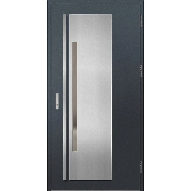 Ocelové vchodové dveře - MURTER 1 - Antracit Struktura, Label Inox Ocelové vchodové dveře ERKADO - MURTER 1 - Antracit Struktura, Label Inox
