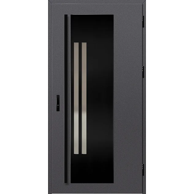 Ocelové vchodové dveře - MURTER 2 - Hladký Antracit, Label Black Ocelové vchodové dveře ERKADO - MURTER 2 - Hladký Antracit, Label Black