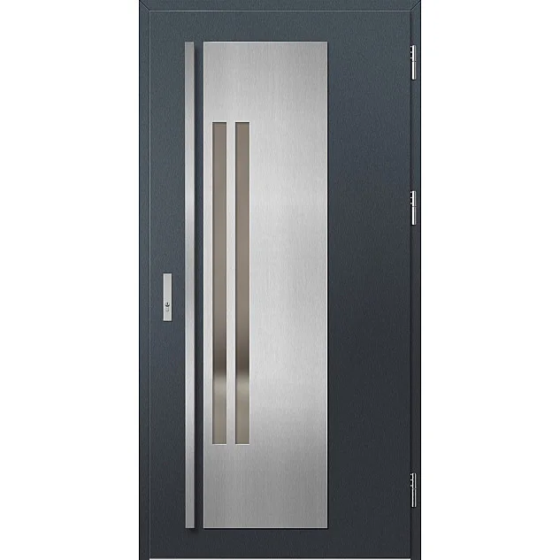 Ocelové vchodové dveře - MURTER 2 - Antracit Struktura, Label Inox Ocelové vchodové dveře ERKADO - MURTER 2 - Antracit Struktura, Label Inox