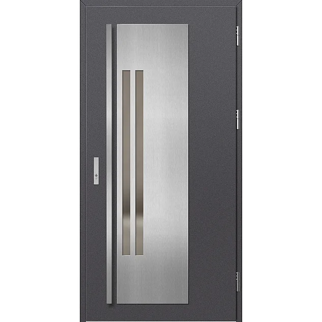 Ocelové vchodové dveře - MURTER 2 - Hladký Antracit, Label Inox Ocelové vchodové dveře ERKADO - MURTER 2 - Hladký Antracit, Label Inox
