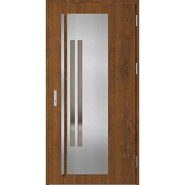 Ocelové vchodové dveře - MURTER 2 - Ořech, Label Inox Ocelové vchodové dveře ERKADO - MURTER 2 - Ořech, Label Inox