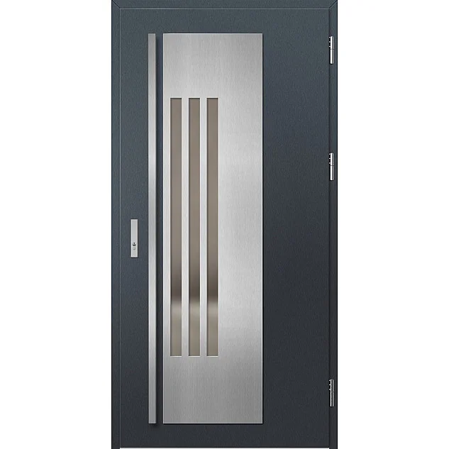 Ocelové vchodové dveře - MURTER 3 - Antracit Struktura, Label Inox Ocelové vchodové dveře ERKADO - MURTER 3 - Antracit Struktura, Label Inox