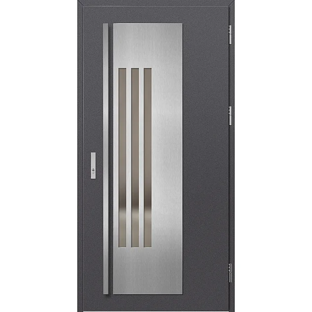 Ocelové vchodové dveře - MURTER 3 - Hladký Antracit, Label Inox Ocelové vchodové dveře ERKADO - MURTER 3 - Hladký Antracit, Label Inox