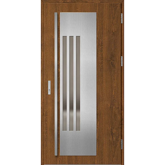 Ocelové vchodové dveře - MURTER 3 - Ořech, Label Inox Ocelové vchodové dveře ERKADO - MURTER 3 - Ořech, Label Inox
