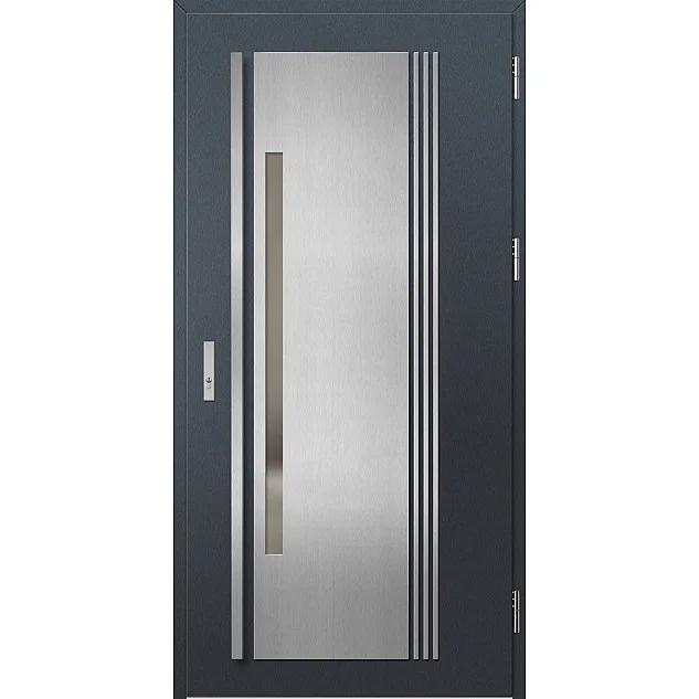Ocelové vchodové dveře ERKADO - MURTER 4 - Antracit Struktura, Label Inox