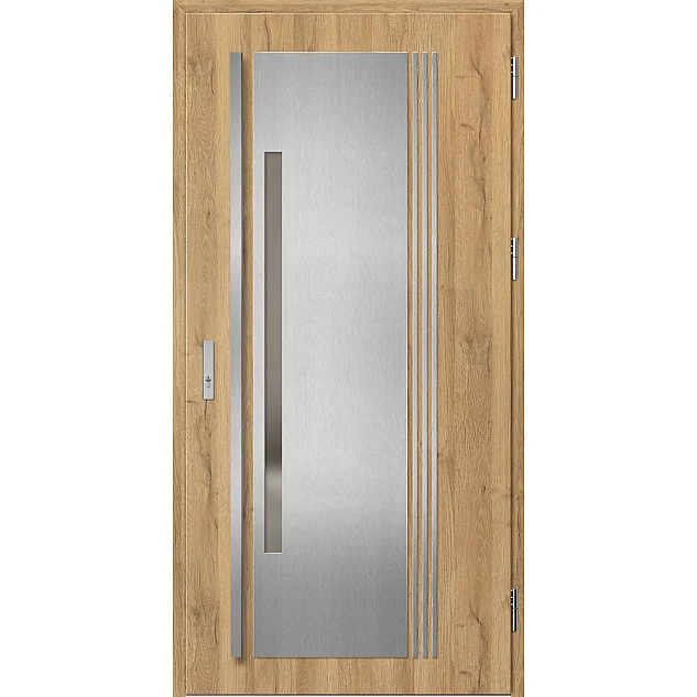 Ocelové vchodové dveře ERKADO - MURTER 4 - Dub Natur, Label Inox