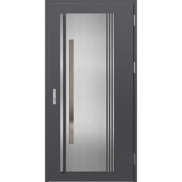 Ocelové vchodové dveře ERKADO - MURTER 4 - Hladký Antracit, Label Inox