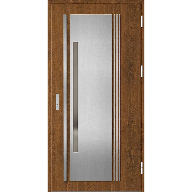Ocelové vchodové dveře ERKADO - MURTER 4 - Ořech, Label Inox