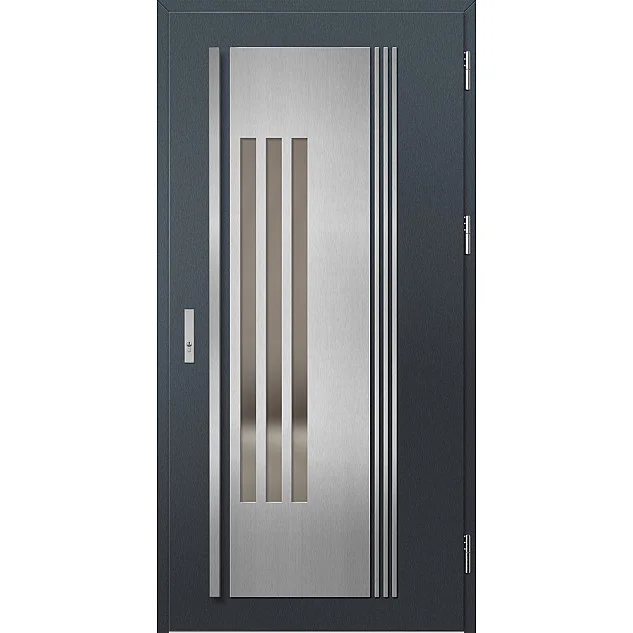 Ocelové vchodové dveře - MURTER 6 - Antracit Struktura, Label Inox Ocelové vchodové dveře ERKADO - MURTER 6 - Antracit Struktura, Label Inox