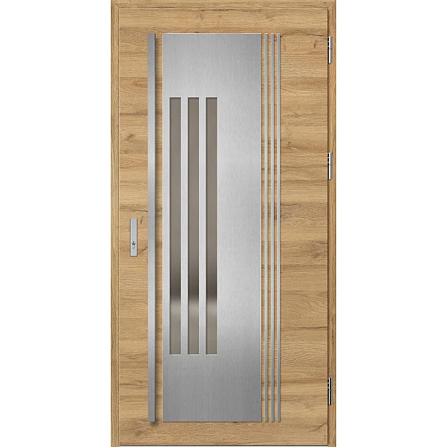 Ocelové vchodové dveře - MURTER 6 - Dub Natur Příčný, Label Inox Ocelové vchodové dveře ERKADO - MURTER 6 - Dub Natur Příčný, Label Inox