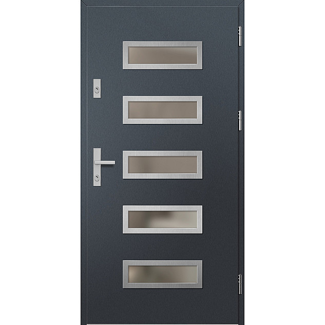 Ocelové vchodové dveře ERKADO - RODING 1 - Antracit Struktura, Label Inox