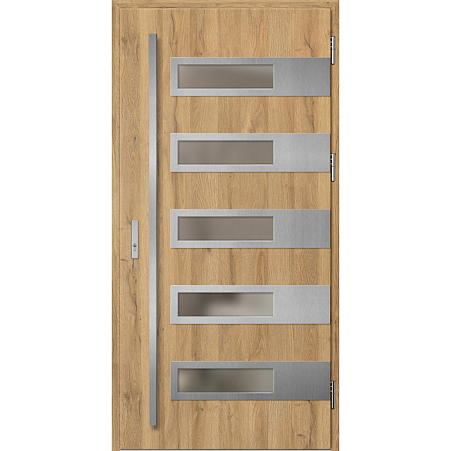 Ocelové vchodové dveře ERKADO - RODING 2 - Dub Natur, Label Inox