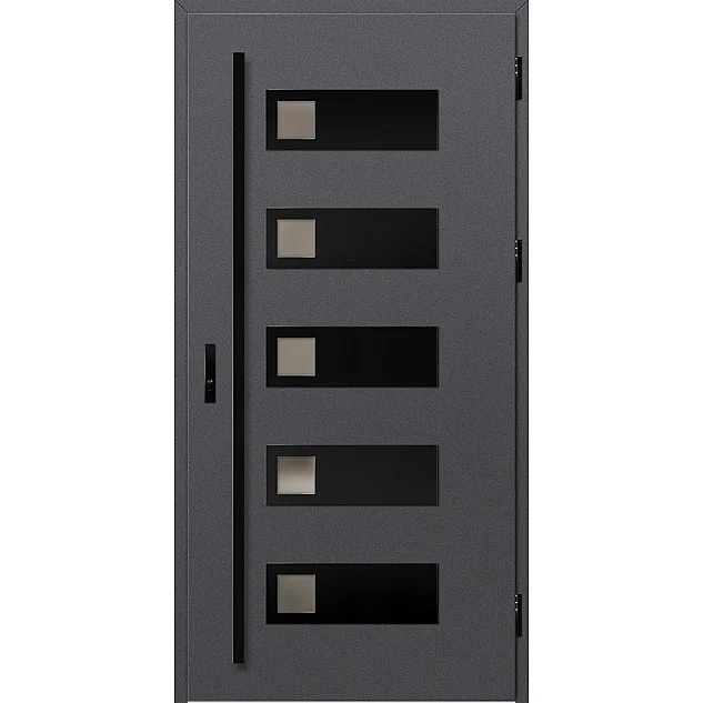Ocelové vchodové dveře - SAMEDAN 1 - Hladký Antracit, Label Black Ocelové vchodové dveře ERKADO - SAMEDAN 1 - Hladký Antracit, Label Black