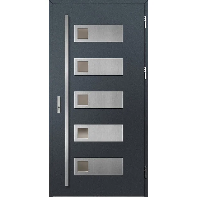 Ocelové vchodové dveře - SAMEDAN 1 - Antracit Struktura, Label Inox Ocelové vchodové dveře ERKADO - SAMEDAN 1 - Antracit Struktura, Label Inox