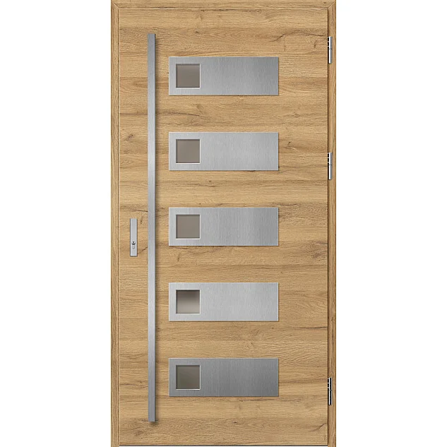 Ocelové vchodové dveře - SAMEDAN 1 - Dub Natur Příčný, Label Inox Ocelové vchodové dveře ERKADO - SAMEDAN 1 - Dub Natur Příčný, Label Inox