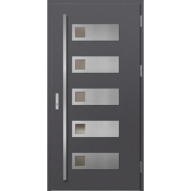 Ocelové vchodové dveře - SAMEDAN 1 - Hladký Antracit, Label Inox Ocelové vchodové dveře ERKADO - SAMEDAN 1 - Hladký Antracit, Label Inox