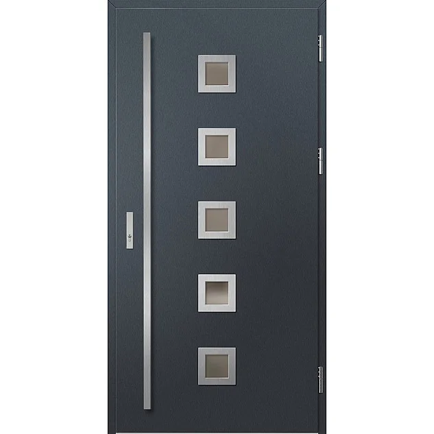 Ocelové vchodové dveře - SAMEDAN 2 - Antracit Struktura, Label Inox Ocelové vchodové dveře ERKADO - SAMEDAN 2 - Antracit Struktura, Label Inox