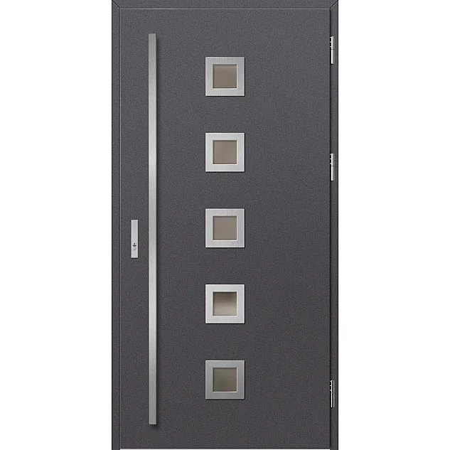 Ocelové vchodové dveře - SAMEDAN 2 - Hladký Antracit, Label Inox Ocelové vchodové dveře ERKADO - SAMEDAN 2 - Hladký Antracit, Label Inox