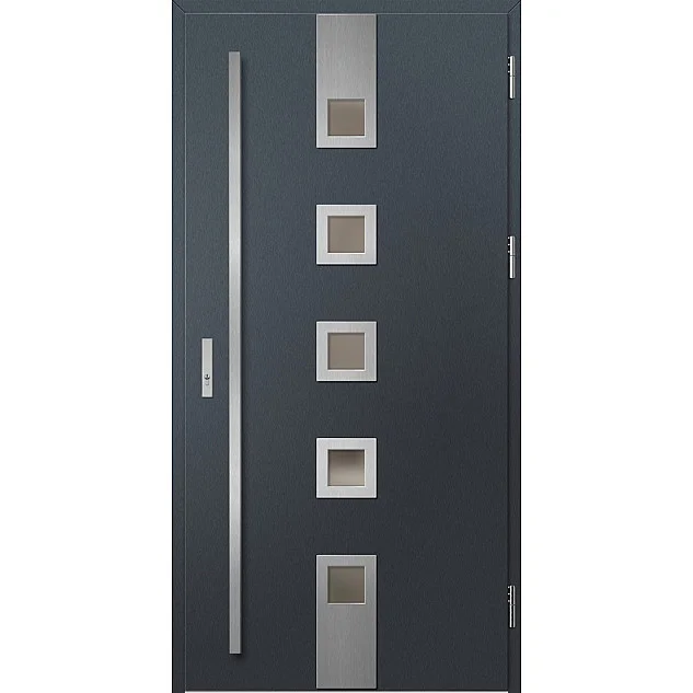 Ocelové vchodové dveře - SAMEDAN 3 - Antracit Struktura, Label Inox Ocelové vchodové dveře ERKADO - SAMEDAN 3 - Antracit Struktura, Label Inox