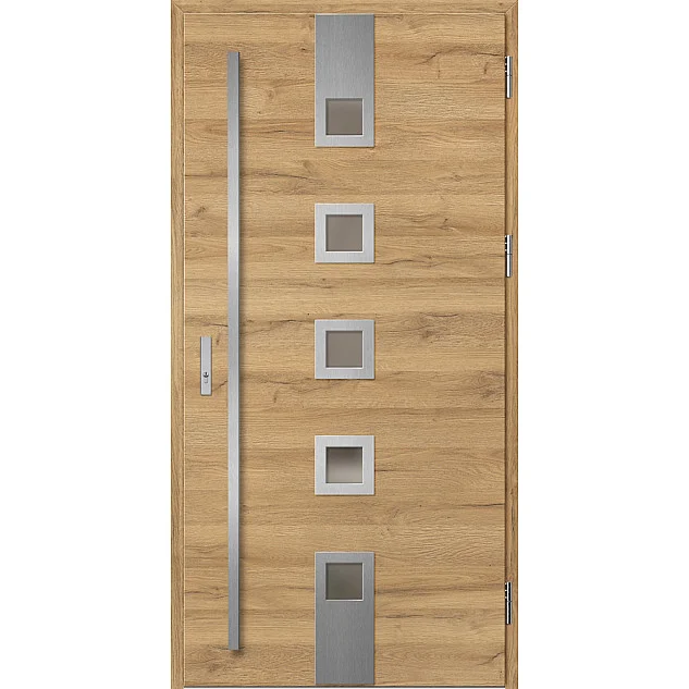 Ocelové vchodové dveře - SAMEDAN 3 - Dub Natur Příčný, Label Inox Ocelové vchodové dveře ERKADO - SAMEDAN 3 - Dub Natur Příčný, Label Inox