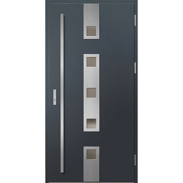 Ocelové vchodové dveře - SAMEDAN 4 - Antracit Struktura, Label Inox Ocelové vchodové dveře ERKADO - SAMEDAN 4 - Antracit Struktura, Label Inox
