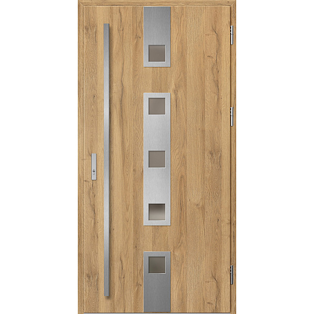 Ocelové vchodové dveře ERKADO - SAMEDAN 4 - Dub Natur, Label Inox