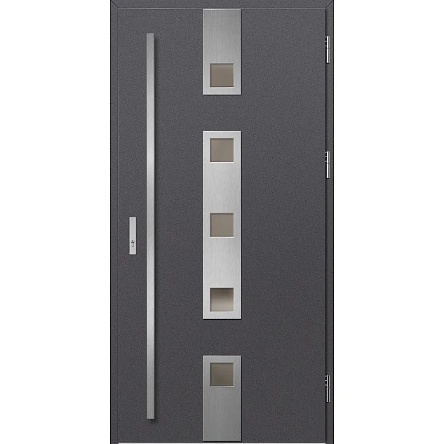Ocelové vchodové dveře - SAMEDAN 4 - Hladký Antracit, Label Inox Ocelové vchodové dveře ERKADO - SAMEDAN 4 - Hladký Antracit, Label Inox