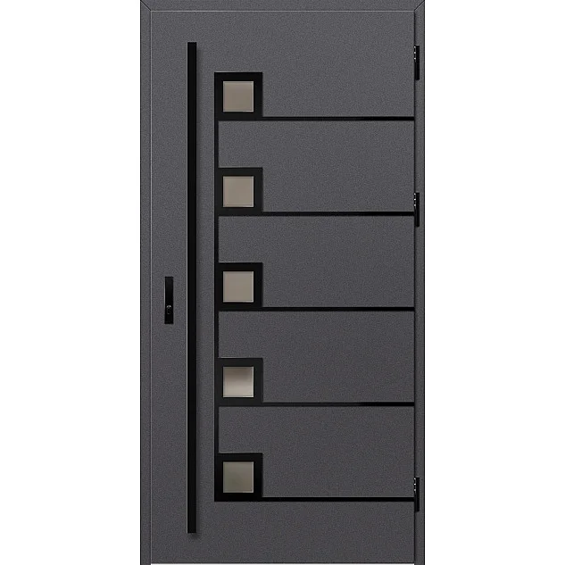 Ocelové vchodové dveře - SAMEDAN 5 - Hladký Antracit, Label Black Ocelové vchodové dveře ERKADO - SAMEDAN 5 - Hladký Antracit, Label Black