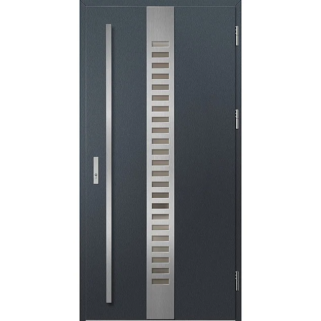Ocelové vchodové dveře - SELTERS 1 - Antracit Struktura, Label Inox Ocelové vchodové dveře ERKADO - SELTERS 1 - Antracit Struktura, Label Inox