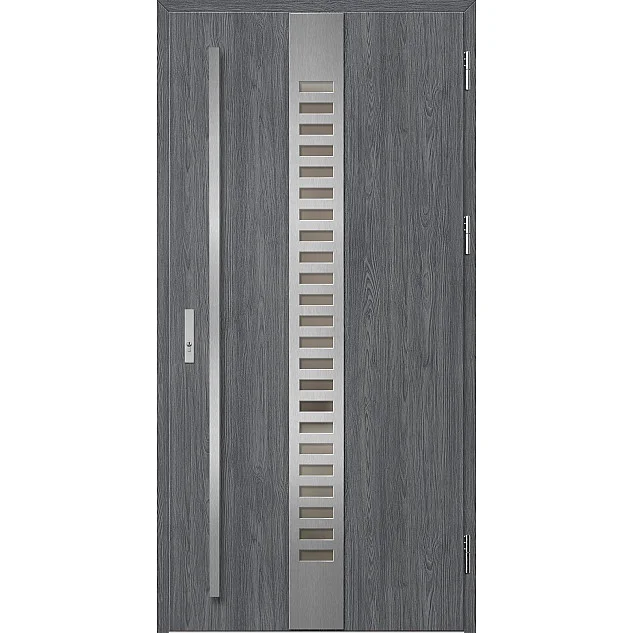 Ocelové vchodové dveře - SELTERS 1 - Dub Antracit, Label Inox Ocelové vchodové dveře ERKADO - SELTERS 1 - Dub Antracit, Label Inox